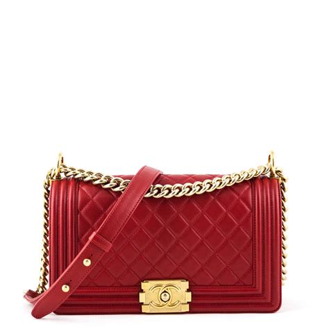 chanel red quilted calfskin medium boy bag|chanel bags for boys.